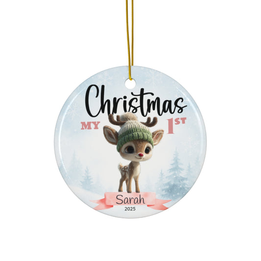 Sweet Winter Deer - Personalized Baby’s First Christmas Ornament
