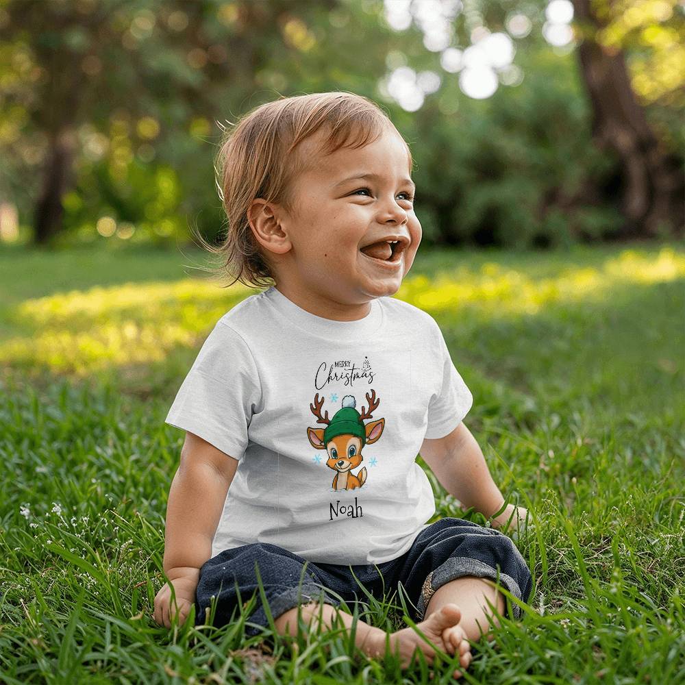 Little Reindeer Buddy Personalized Baby Jersey Tee
