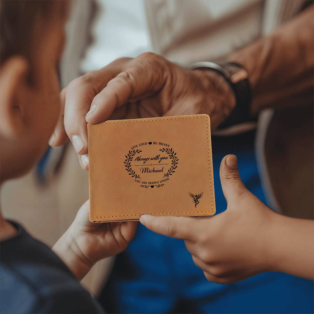 To My Son Wallet – Live Loud, Be Brave Personalized Leather Wallet