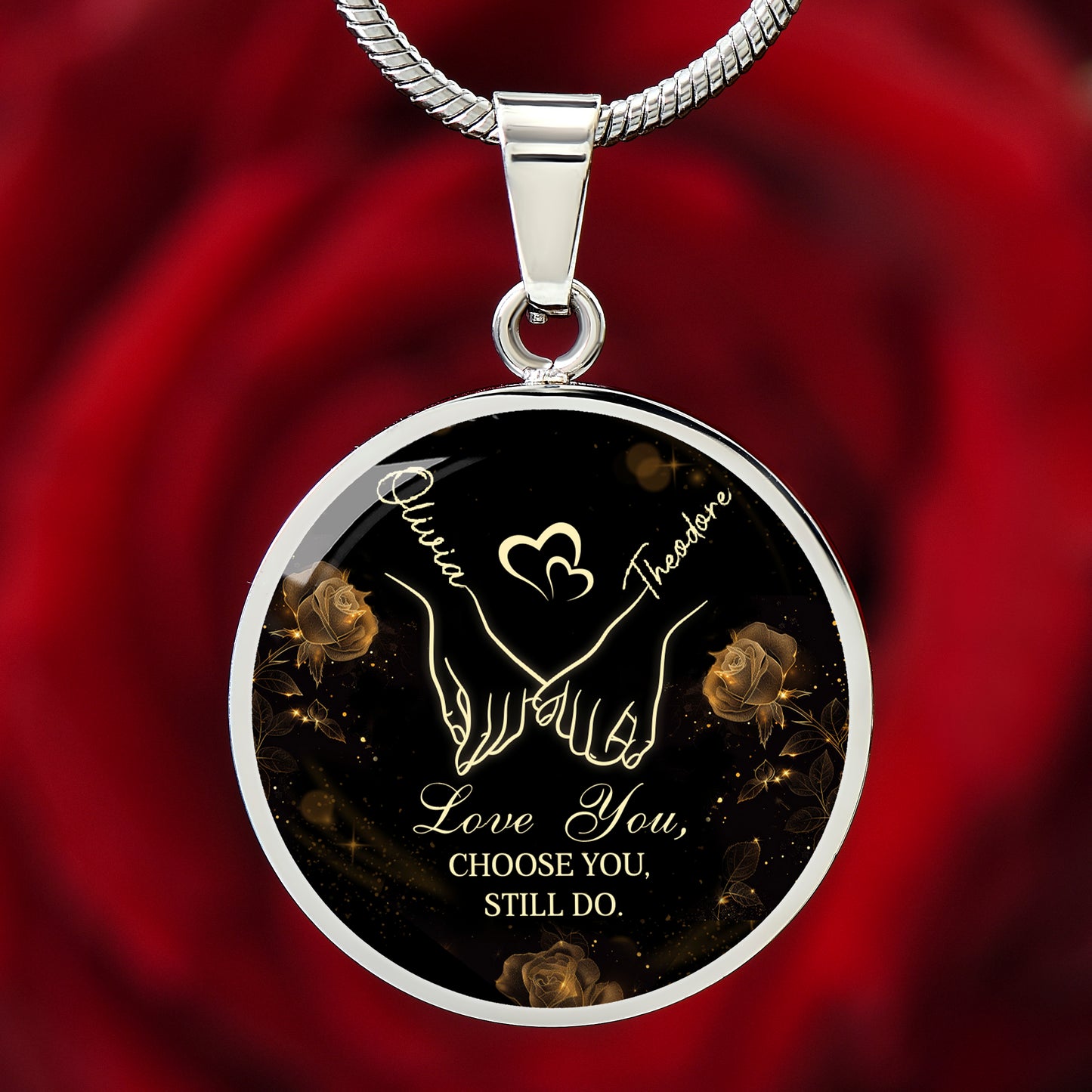 Two Names, One Heart – Personalized Circle Name Necklace for Couples