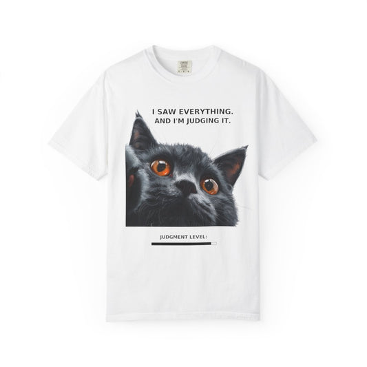 Funny Judgy Cat T-Shirt – “I Saw Everything” Meme Tee for Cat Lovers